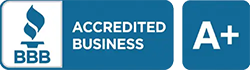 Better Business Bureau accredited business badge with an A Plus rating.