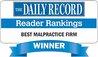 The Daily Record Reader Rankings Best Malpractice Firm Winner badge.